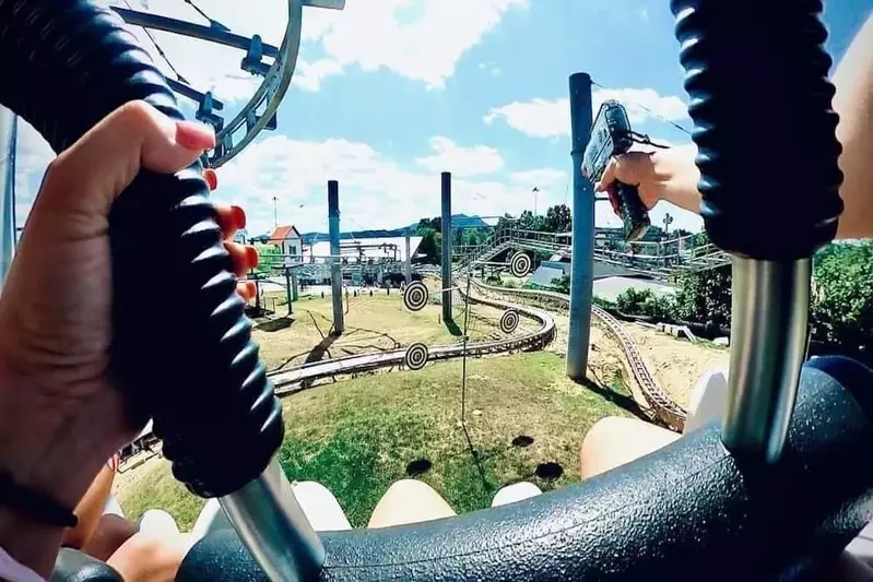 laser gun on ski lift shootout coaster