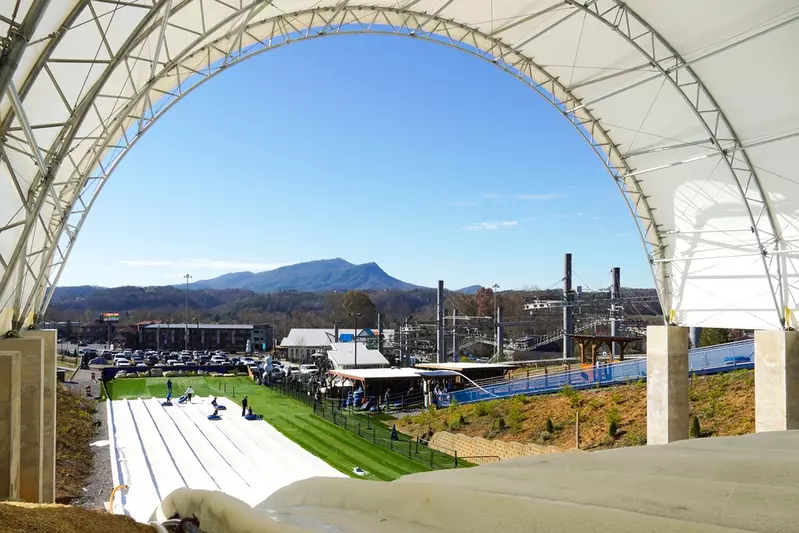 view of mountains and Snowpark from snow tubing hill