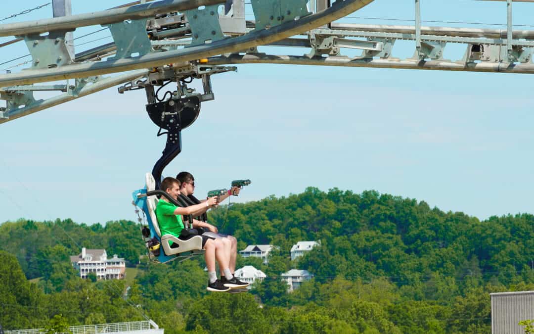 ski lift shootout coaster at rowdy bear