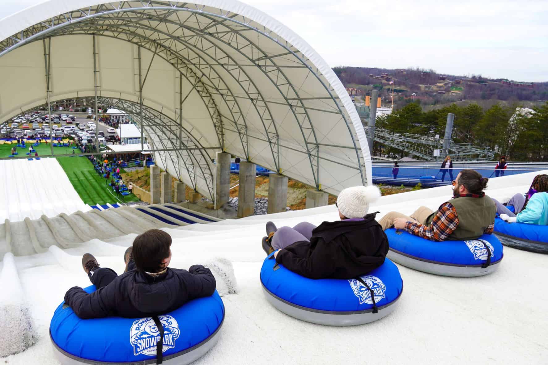 snow tubing hill at rowdy bear pigeon forge vacation guide